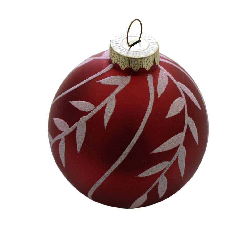Set of 8 Vintage Glass Christmas Ornaments Red Green Glitter - Picture 6 of 9